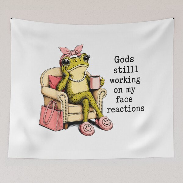 Item preview, Funny Sassy Frog Drinking Coffee Armchair Sarcastic Meme Graphic designed and sold by Ophtizu.