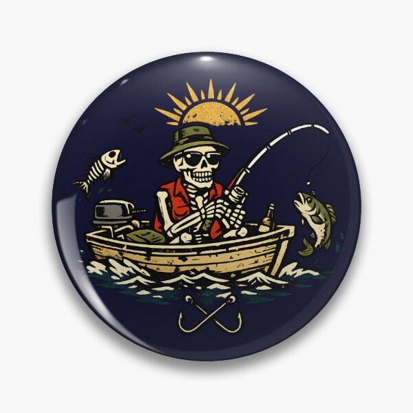 Item preview, Skeleton Fisherman Funny Vintage Tattoo Style Fishing Humor Outdoor designed and sold by Artycom.