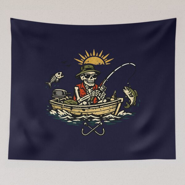 Item preview, Skeleton Fisherman Funny Vintage Tattoo Style Fishing Humor Outdoor designed and sold by Artycom.