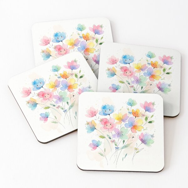 Item preview, Colorful Kawaii Smiling Flowers Bunch designed and sold by Neural Dream.