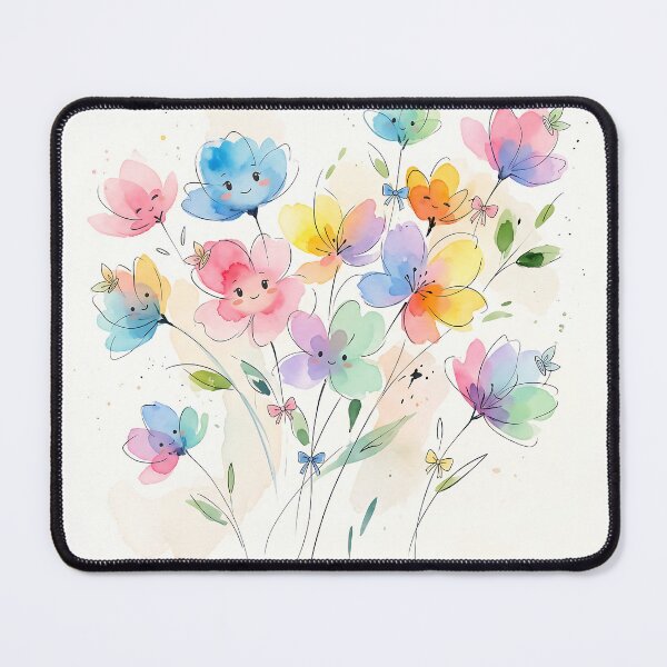 Item preview, Colorful Kawaii Smiling Flowers Bunch designed and sold by Neural Dream.