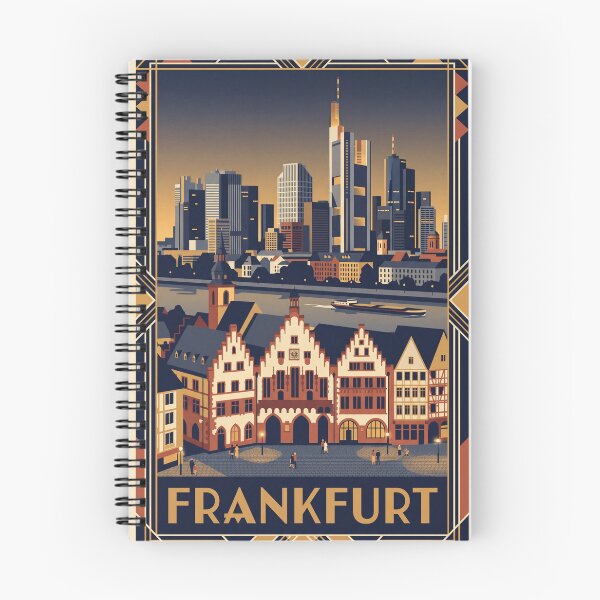 Item preview, Frankfurt Germany Vintage Travel Poster – Skyline Art designed and sold by Bomax121.