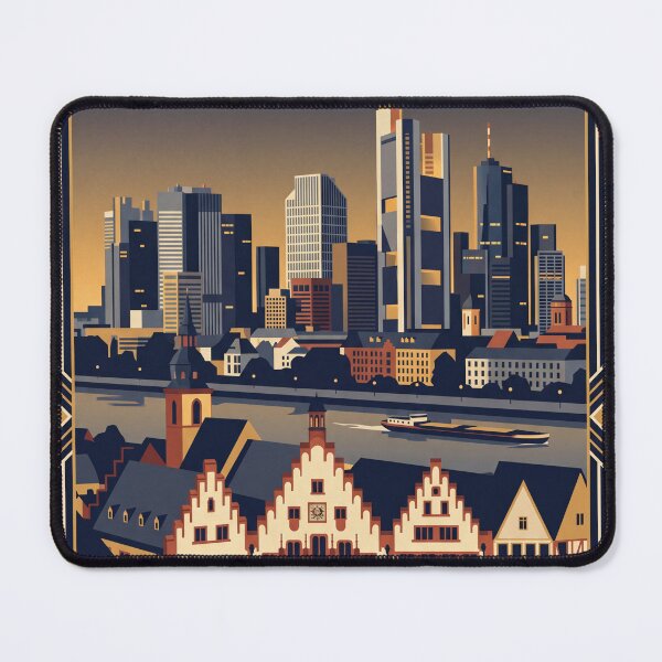 Item preview, Frankfurt Germany Vintage Travel Poster – Skyline Art designed and sold by Bomax121.