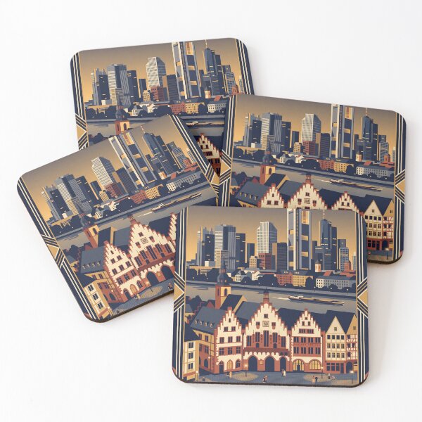 Item preview, Póster de viaje vintage de Frankfurt, Alemania – Arte del horizonte designed and sold by Bomax121.