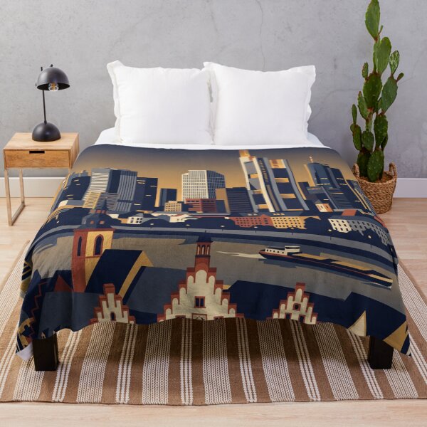 Item preview, Frankfurt Germany Vintage Travel Poster – Skyline Art designed and sold by Bomax121.