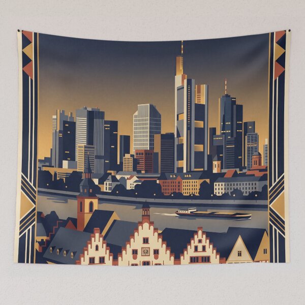 Item preview, Frankfurt Germany Vintage Travel Poster – Skyline Art designed and sold by Bomax121.