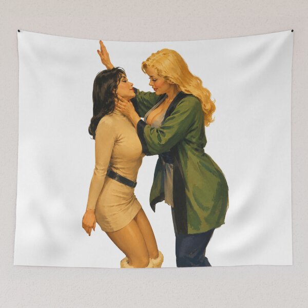 Item preview, Romantic Vintage Pin-Up Couple | Original Girls Love Retro Illustration designed and sold by Cosplayvintage.