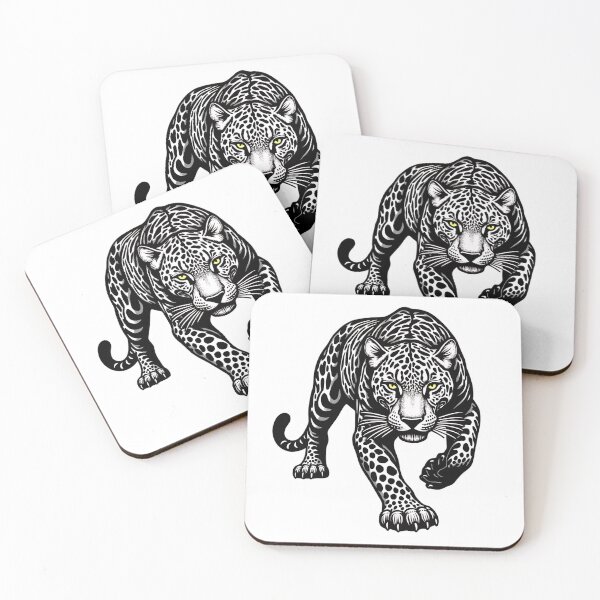 Item preview, Striking Leopard Art Print - Black & White Jaguar Wall Art with Yellow Eyes | Fierce Big Cat Illustration Decor designed and sold by WonderWaresGifts.