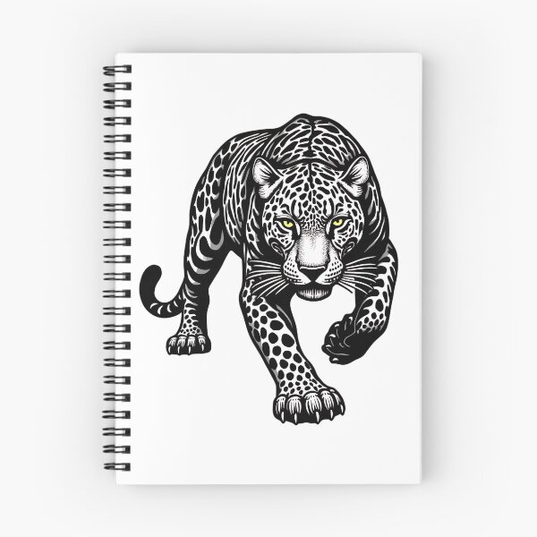 Item preview, Striking Leopard Art Print - Black & White Jaguar Wall Art with Yellow Eyes | Fierce Big Cat Illustration Decor designed and sold by WonderWaresGifts.