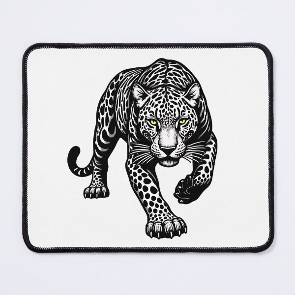 Item preview, Striking Leopard Art Print - Black & White Jaguar Wall Art with Yellow Eyes | Fierce Big Cat Illustration Decor designed and sold by WonderWaresGifts.