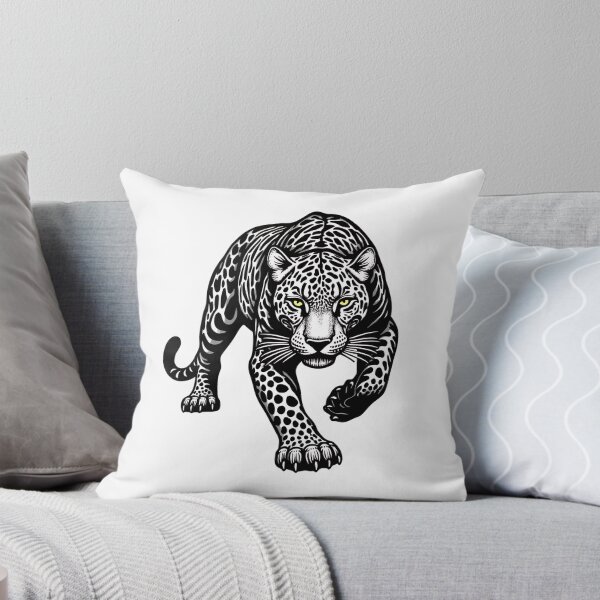 Item preview, Striking Leopard Art Print - Black & White Jaguar Wall Art with Yellow Eyes | Fierce Big Cat Illustration Decor designed and sold by WonderWaresGifts.
