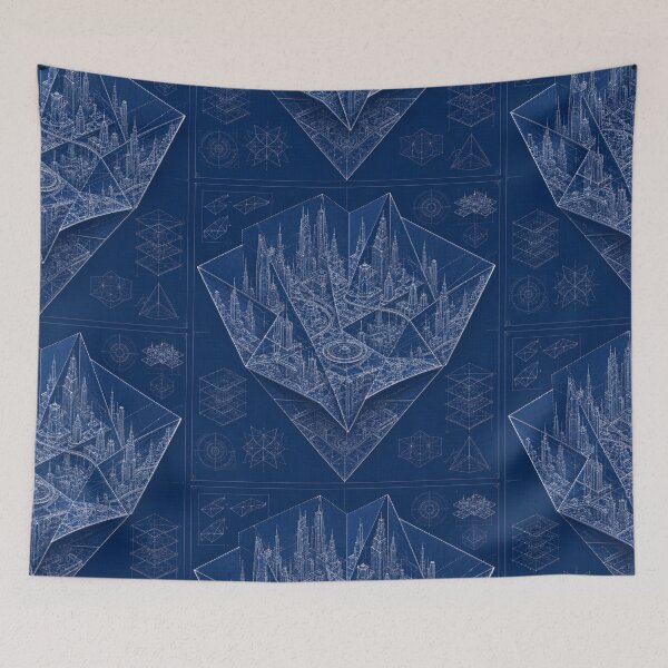 Item preview, Folded City Blueprint | Origami Architecture | Futuristic Paper City | Modern Engineering Art designed and sold by EverStitchStudio ★★★★★.