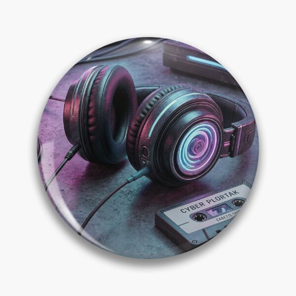 Item preview, Cyberpunk Neon Headphones & Retro Cassette Tape designed and sold by unboxedbyJuls.