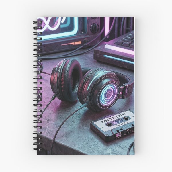 Item preview, Cyberpunk Neon Headphones & Retro Cassette Tape designed and sold by unboxedbyJuls.