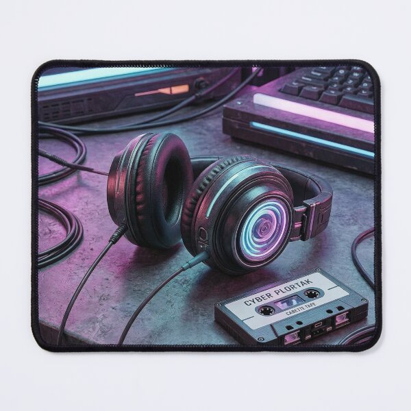 Item preview, Cyberpunk Neon Headphones & Retro Cassette Tape designed and sold by unboxedbyJuls.
