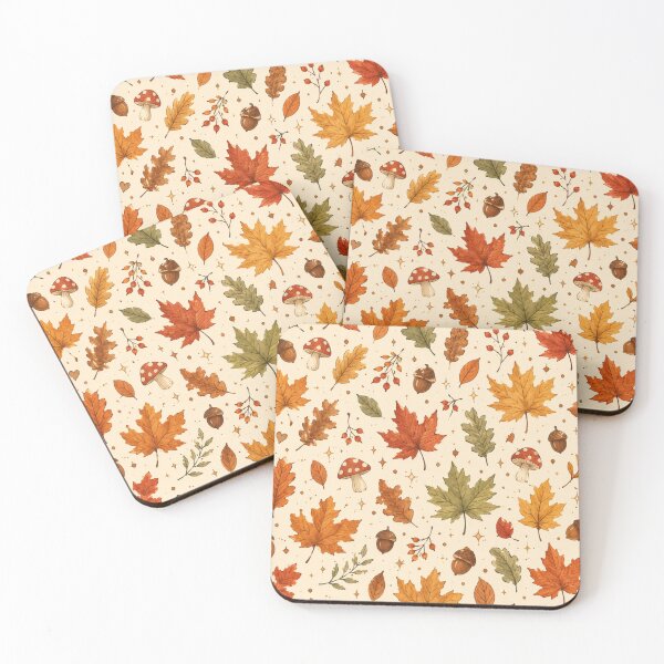 Item preview, Cozy Autumn Woodland Leaves Harvest Pattern designed and sold by NinaVibeStudio.
