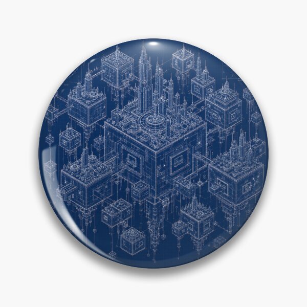 Item preview, Floating Cube City Blueprint | Modular Futuristic Architecture | Sci-Fi Engineering Poster designed and sold by EverStitchStudio ★★★★★.