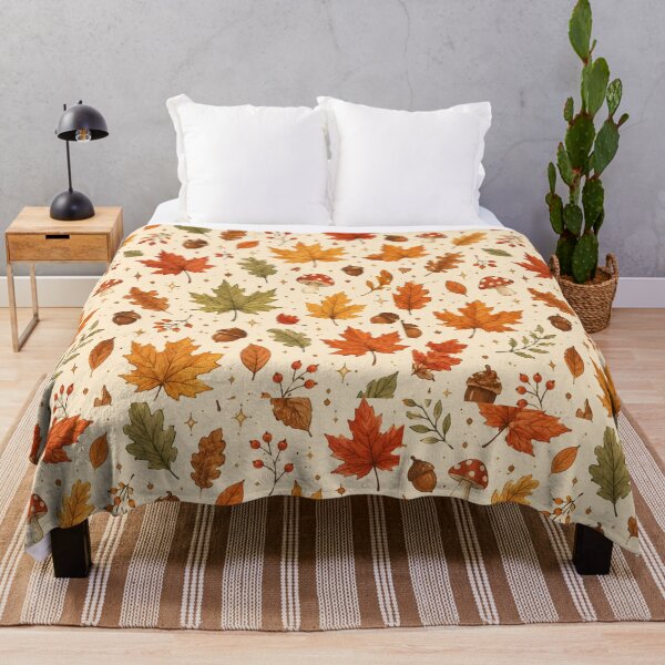 Item preview, Cozy Autumn Woodland Leaves Harvest Pattern designed and sold by NinaVibeStudio.