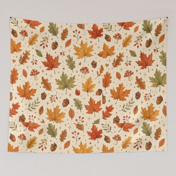 Item preview, Cozy Autumn Woodland Leaves Harvest Pattern designed and sold by NinaVibeStudio.