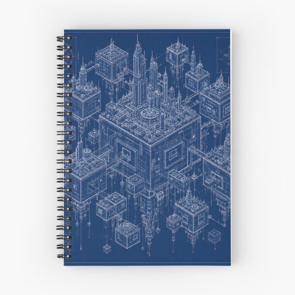 Item preview, Floating Cube City Blueprint | Modular Futuristic Architecture | Sci-Fi Engineering Poster designed and sold by EverStitchStudio ★★★★★.