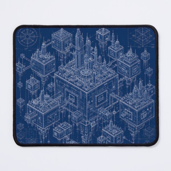 Item preview, Floating Cube City Blueprint | Modular Futuristic Architecture | Sci-Fi Engineering Poster designed and sold by EverStitchStudio ★★★★★.