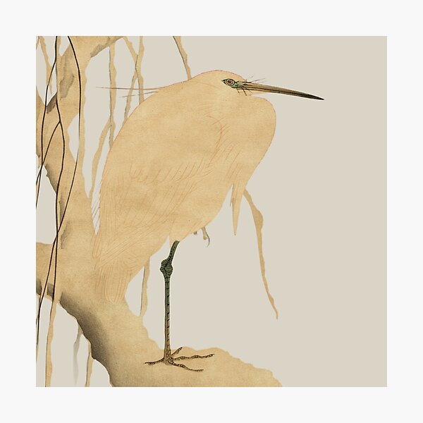 Item preview, Japanese Bird - White Heron -  Modern Ukiyo-e - Japandi, Beige designed and sold by Black Swallow.