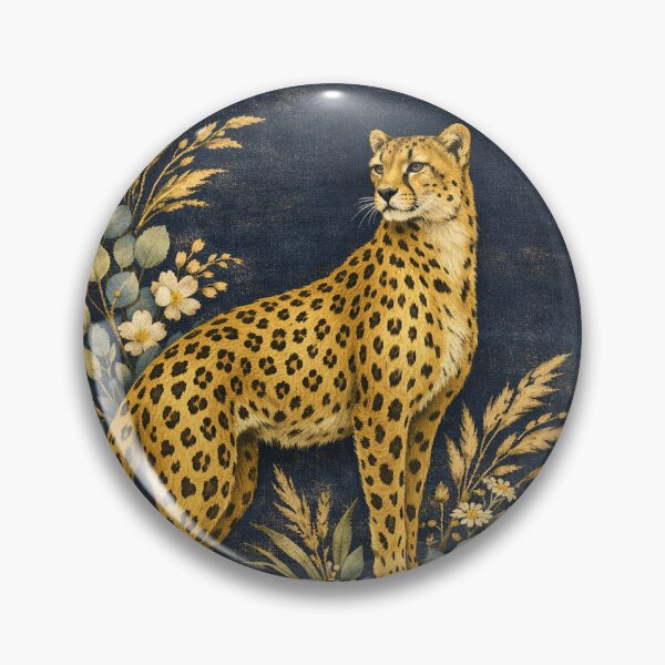 Item preview, Moody Dark Floral Cheetah Illustration designed and sold by FawnFeatherCo.