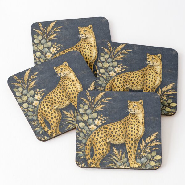 Item preview, Moody Dark Floral Cheetah Illustration designed and sold by FawnFeatherCo.
