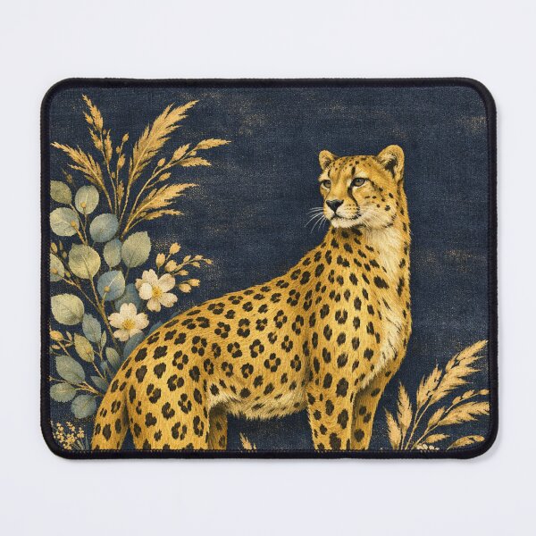 Item preview, Moody Dark Floral Cheetah Illustration designed and sold by FawnFeatherCo.