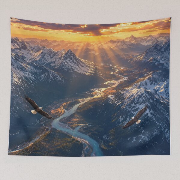 Item preview, Golden Light Over the Alpine River001 designed and sold by boStudio.