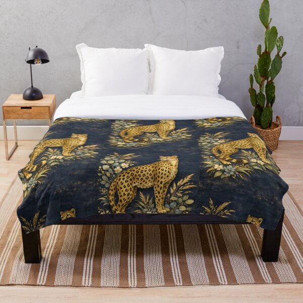 Item preview, Moody Dark Floral Cheetah Illustration designed and sold by FawnFeatherCo.