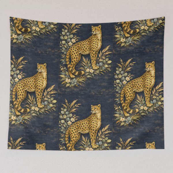 Item preview, Moody Dark Floral Cheetah Illustration designed and sold by FawnFeatherCo.