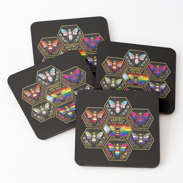 Item preview, Protect The Hive LGBTQ Pride Honeybee Rainbow Flowers Botanical designed and sold by KistanosMeka.