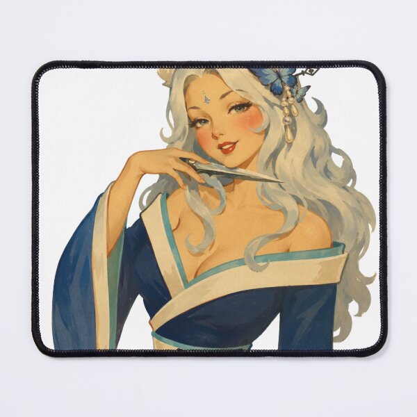 Item preview, Elegant Fox Spirit Pin-Up | Original Kitsune Fantasy Vintage Illustration designed and sold by Cosplayvintage.