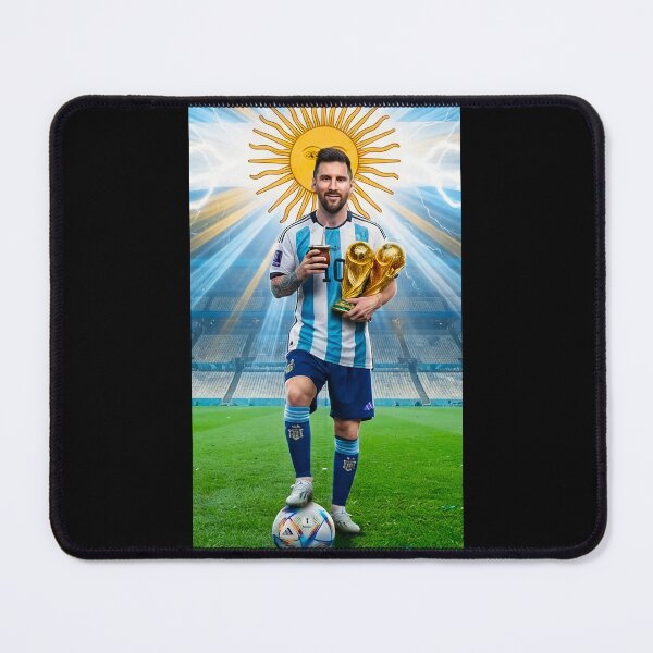 Item preview, Messi GOAT, World Champion with Mate and Trophy, Football Legend designed and sold by G-A-D-U.