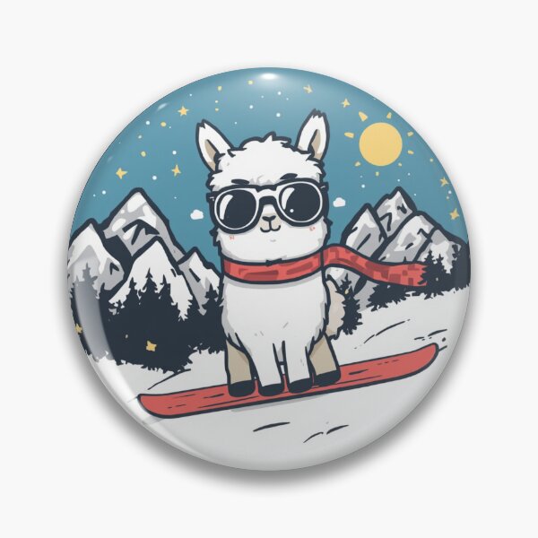 Item preview, Cute Fluffy Snowboarding Llama Mountain Adventure Emblem Dolomites designed and sold by SlothcoreVibes.