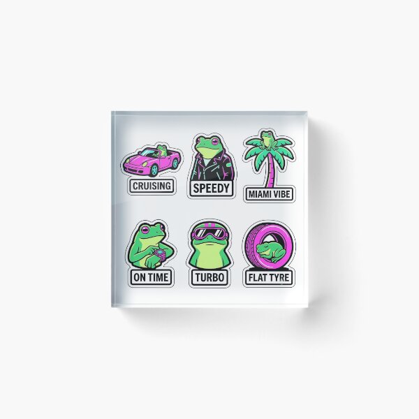 Item preview, Retro Synth Car Frog Sticker Pack - Vintage Neon & Toady Puns designed and sold by SimpleP.