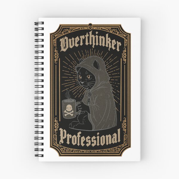 Item preview, Overthinker Professional – Gothic Black Cat Vintage Occult Illustration designed and sold by Farisu.art.