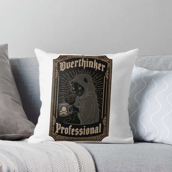 Item preview, Overthinker Professional – Gothic Black Cat Vintage Occult Illustration designed and sold by Farisu.art.