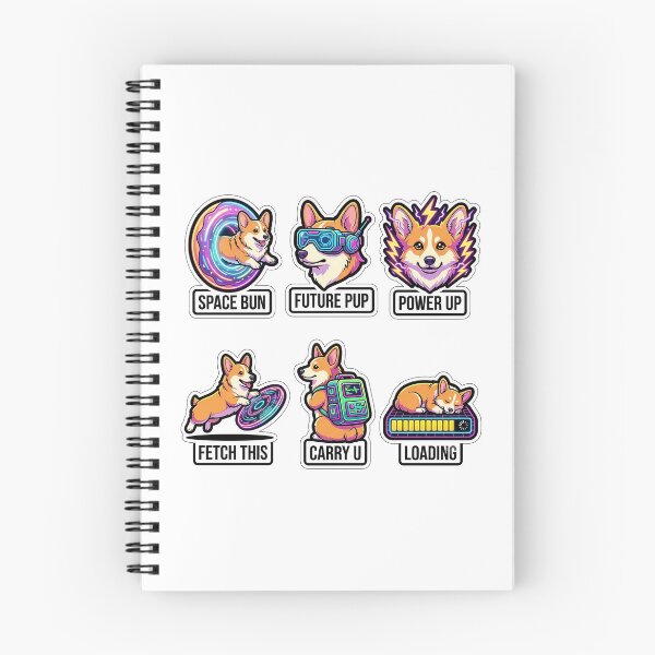 Item preview, Retro Cyber Corgi Sticker Pack - Vintage Neon & Fluffy Puns designed and sold by SimpleP.