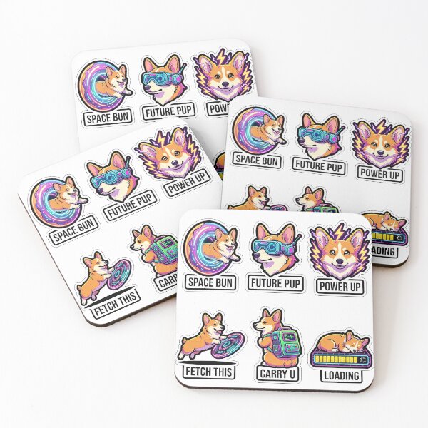 Item preview, Retro Cyber Corgi Sticker Pack - Vintage Neon & Fluffy Puns designed and sold by SimpleP.