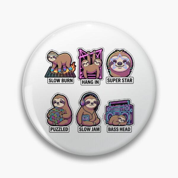 Item preview, Retro Neon Sloth Sticker Pack - Vintage Synthwave & Slow Puns designed and sold by SimpleP.