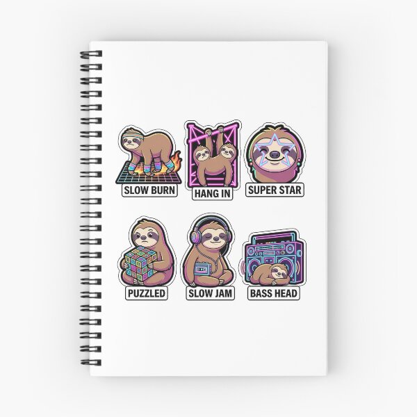 Item preview, Retro Neon Sloth Sticker Pack - Vintage Synthwave & Slow Puns designed and sold by SimpleP.