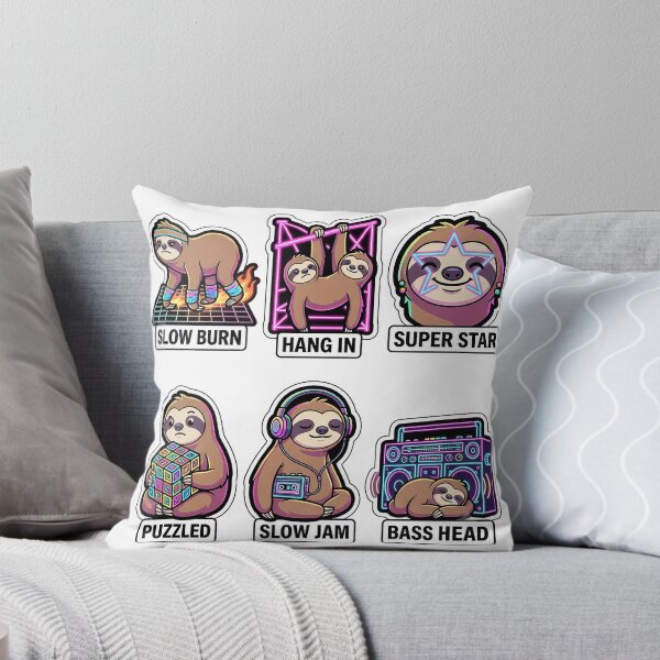 Item preview, Retro Neon Sloth Sticker Pack - Vintage Synthwave & Slow Puns designed and sold by SimpleP.