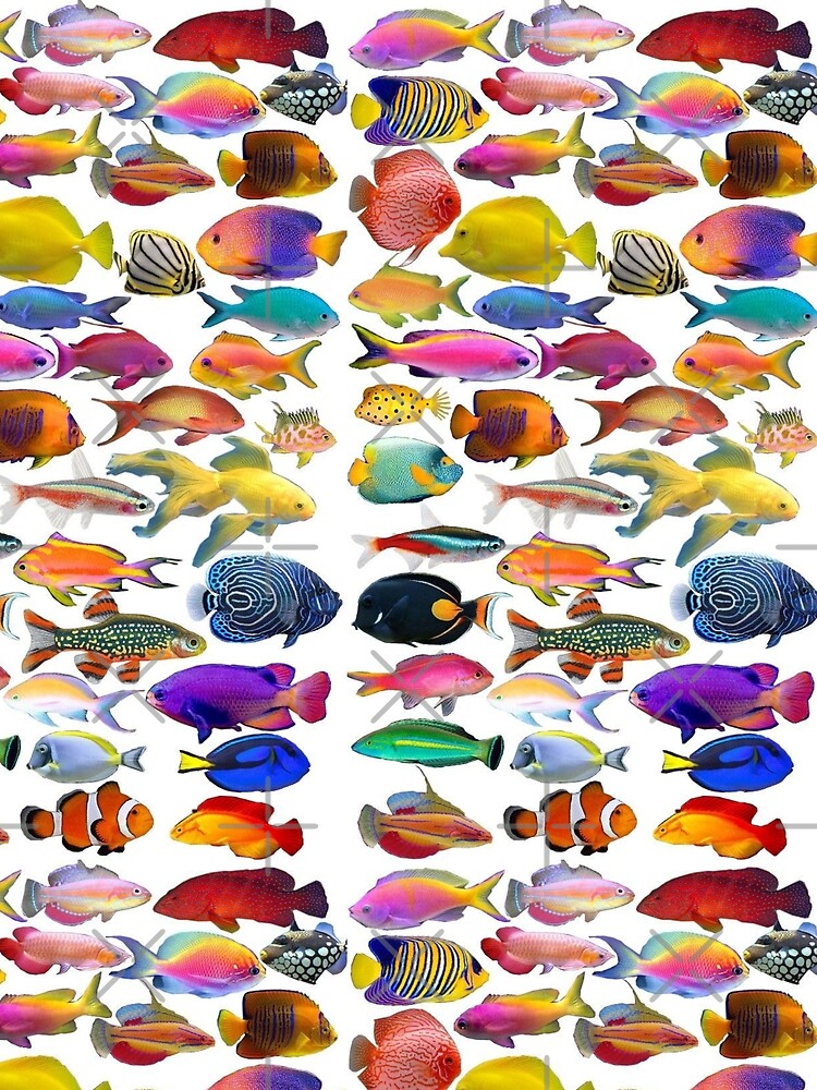 Thumbnail 3 of 3, Scarf, colourful fish design designed and sold by InaneCat.