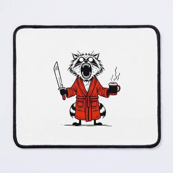 Item preview, Crazy Coffee Raccoon Red Bathrobe Knife Cartoon designed and sold by Macias123.