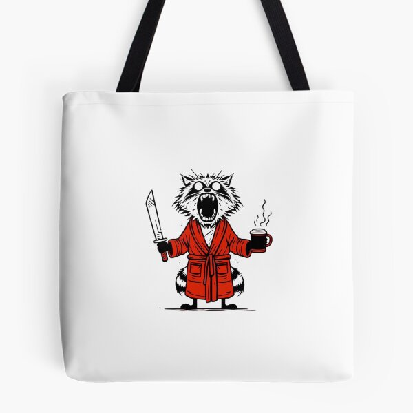 Item preview, Crazy Coffee Raccoon Red Bathrobe Knife Cartoon designed and sold by Macias123.