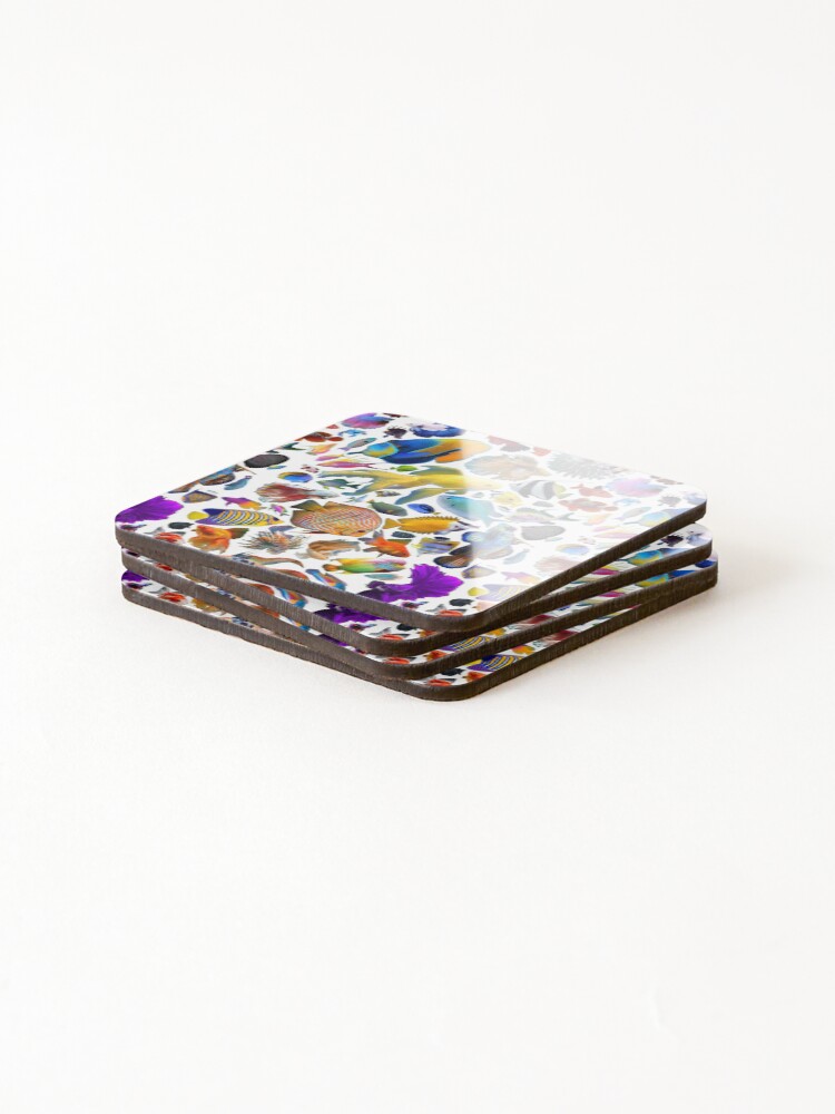 Thumbnail 4 of 5, Coasters (Set of 4), colourful fish design designed and sold by InaneCat.
