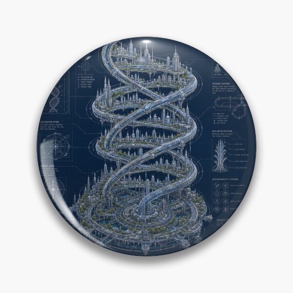 Item preview, DNA City Blueprint | Genetic Megacity | Futuristic Bio-Tech Architecture | Sci-Fi Engineering Art designed and sold by EverStitchStudio ★★★★★.