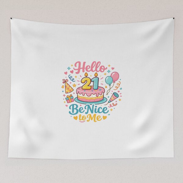 Item preview, Hello 21 Be Nice to Me | Funny 21st Birthday Typography T-Shirt designed and sold by rushaib.